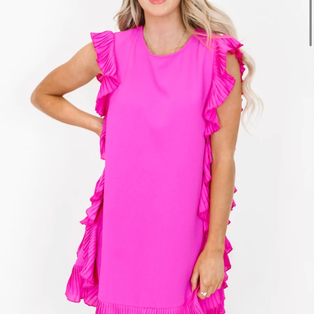 NWT! fuchsia ruffle dress size L